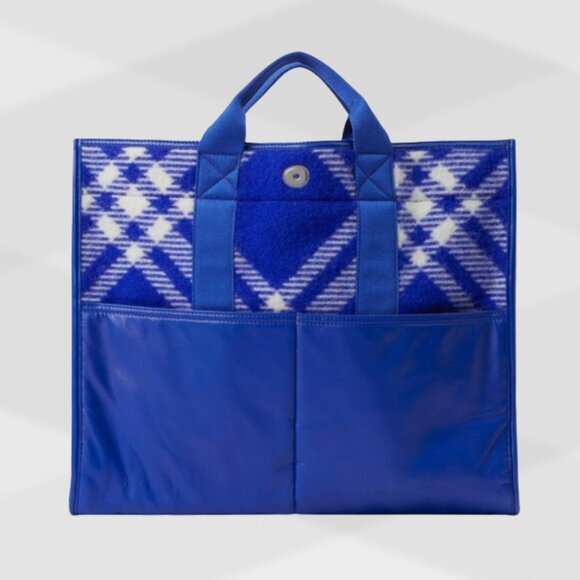 Burberry Handbags - BURBERRY Check Wool Blend & Leather Tote- Knight